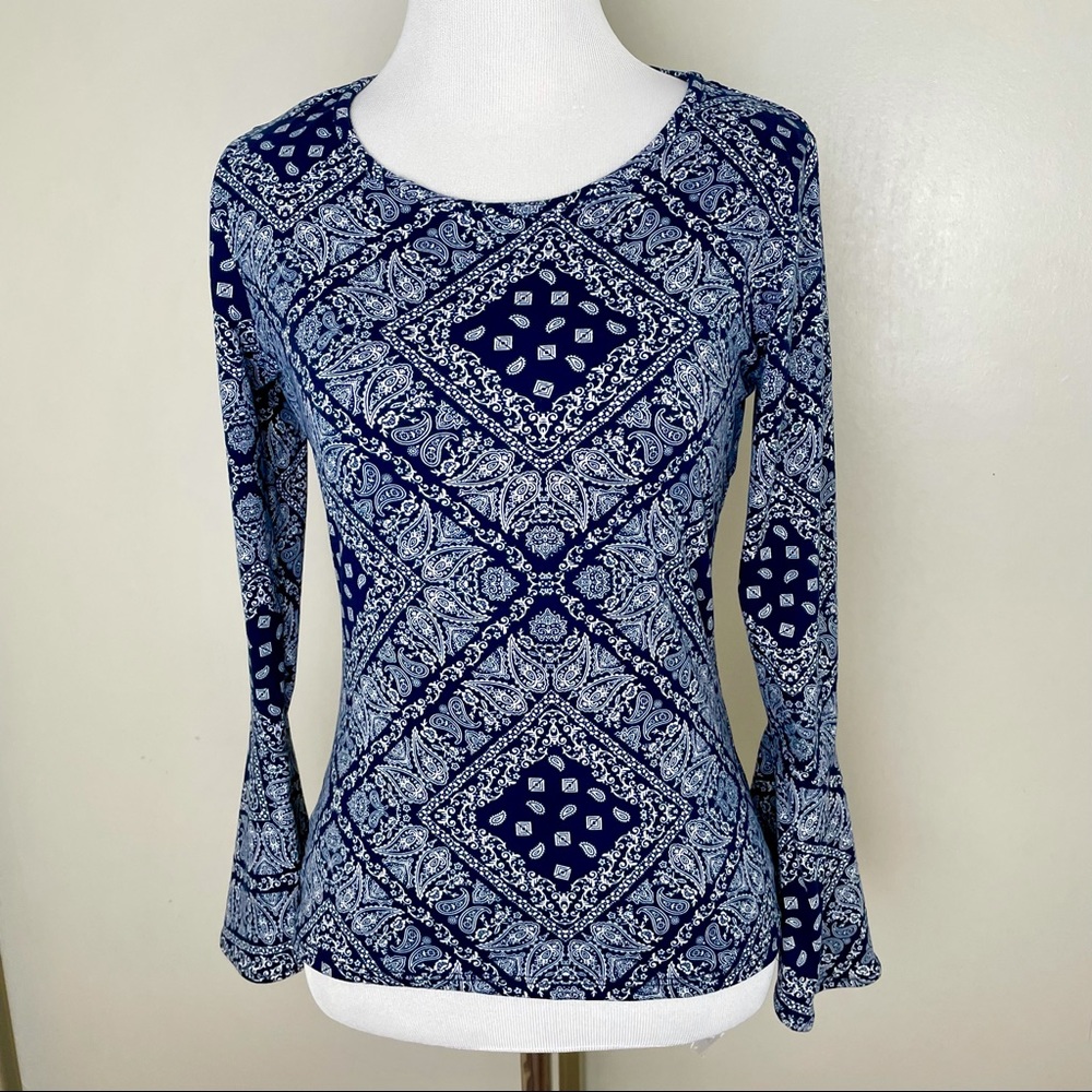 Banana Lemon - Bandana Print Top with Bell Sleeves
